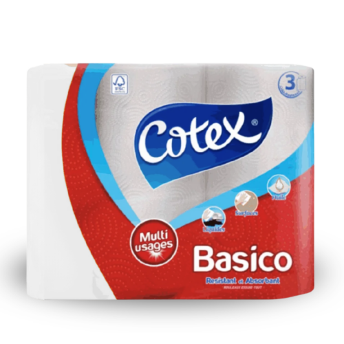 COTEX Essuie-tout BASICO 3 rouleaux